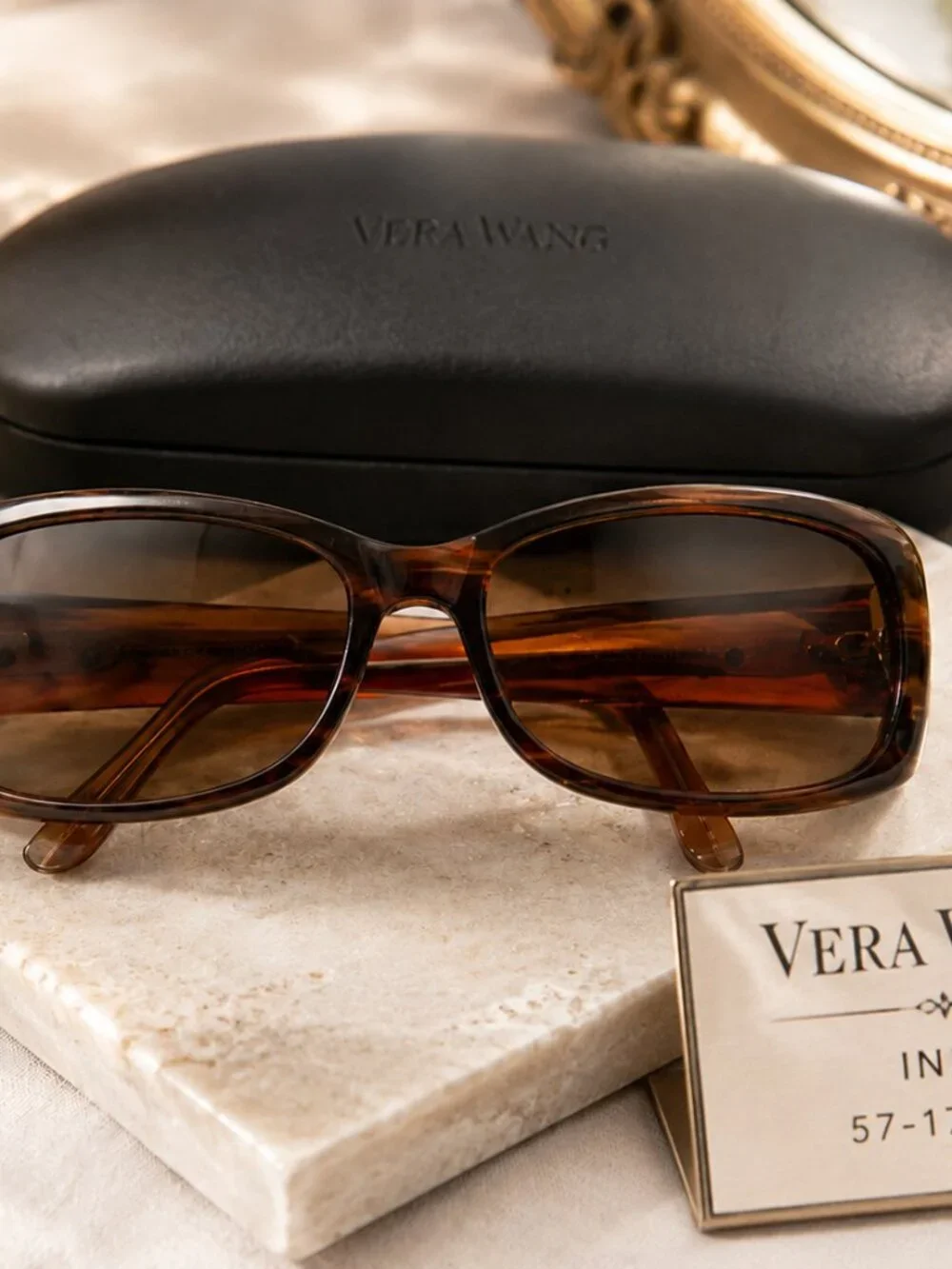 Vera Wang Ines Women's Designer Sunglasses Brown Tortoise 57-17-130 w/ Case